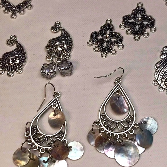 200pc Tibetan Silver Chandelier Earring Bases & MORE Jewelry Diy Making Bundle - Picture 11 of 15